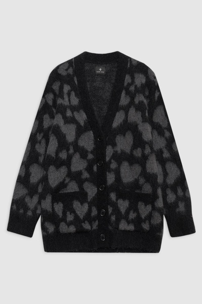 Banks Cardigan - Grey And Black Heart