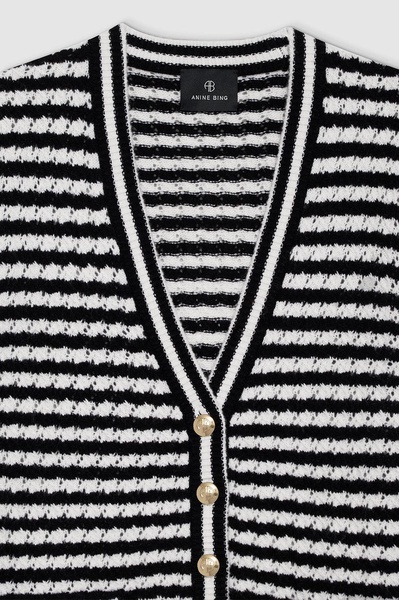 Gwen Cardigan - Black And Ivory Stripe