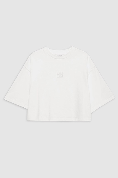 Myers Cropped Tee Framed Monogram - Ivory
