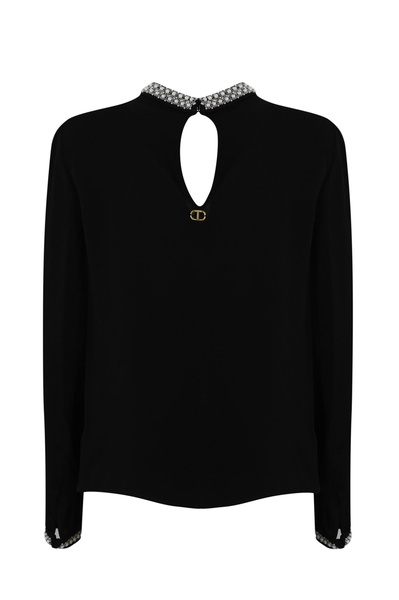 Blouse With Rhinestone Embroidery
