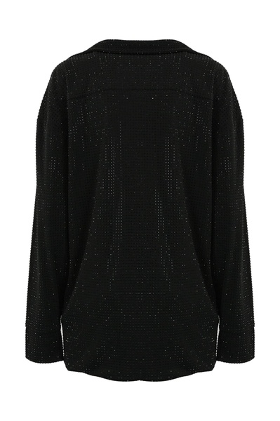 Jersey Blouse With Rhinestones