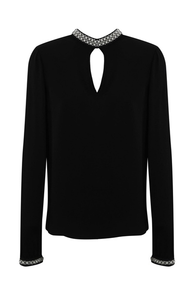 Blouse With Rhinestone Embroidery