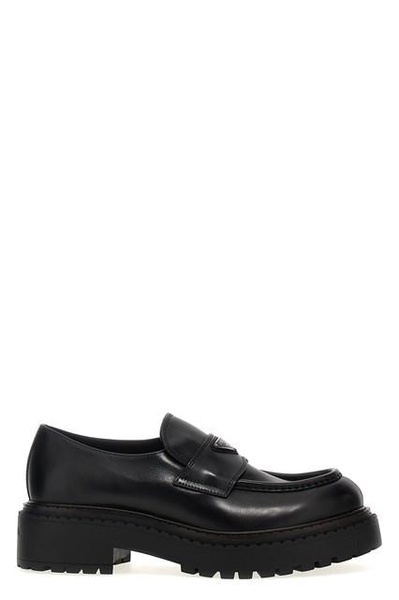 Prada Men Logo Leather Loafers