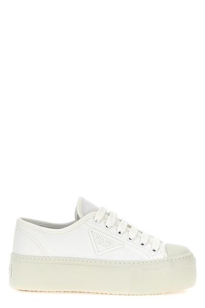 Prada Women Logo Canvas Sneakers
