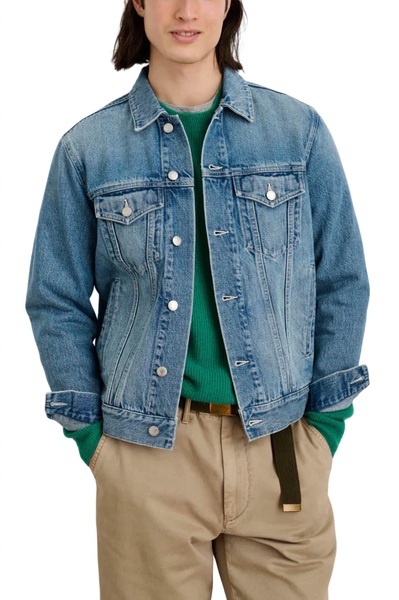 men's buckle back jean jacket in vintage wash