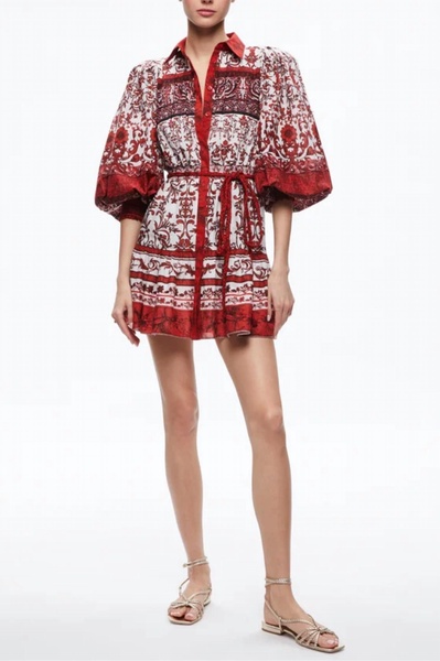 tiffie sleeve mini dress in fatal attraction off white