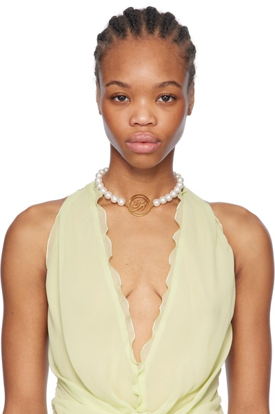 White & Gold Faux-Pearl Choker