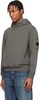 Gray Cotton Diagonal Fleece Resist Dyed Lens Hoodie