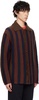 Navy & Brown Mohair Stripe Cardigan