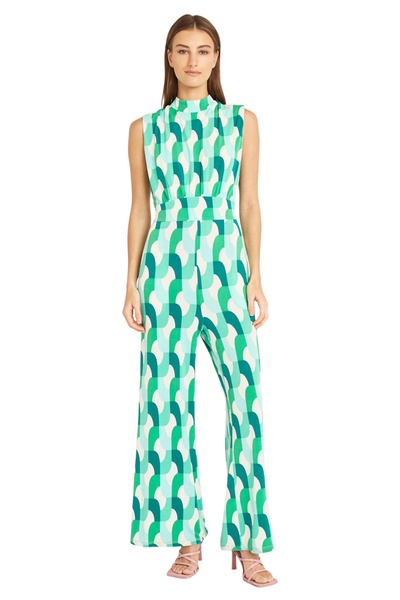 Donna Morgan womens Printed Mock Neck Jumpsuit