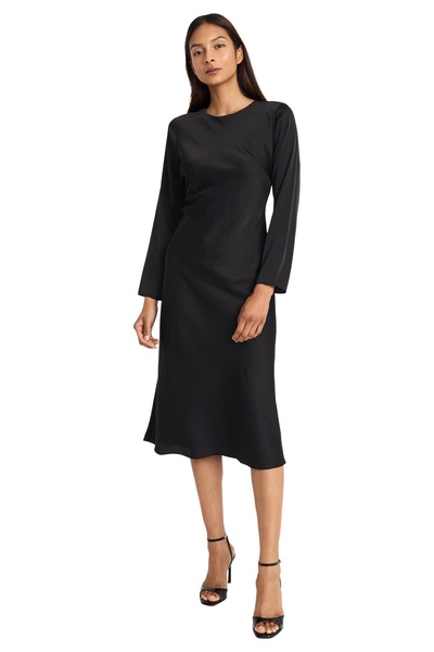 Donna Morgan Elegant Long Sleeve Midi-Versatile Cocktail-Wedding Guest Work Dress for Women