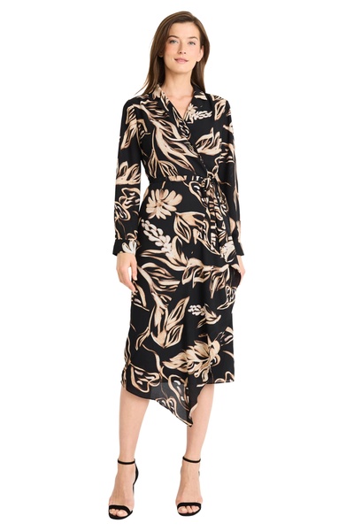 Maggy London Women's Wrap Front Shirt Dress