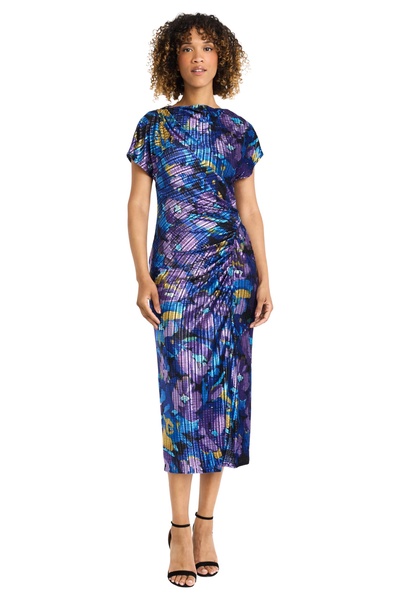 Maggy London Women's Short Sleeved Draped Midi Dress
