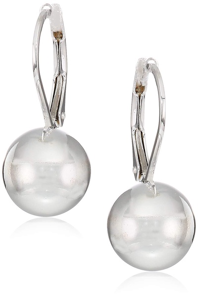 Amazon Essentials Sterling Silver Ball Lever Back Earrings, (previously Amazon Collection)