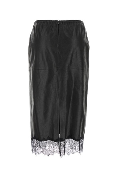Blumarine Women 4L038a Leather Skirt W/Lace