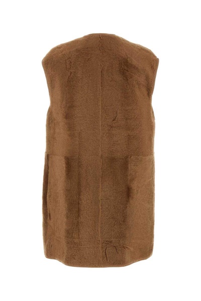 Max Mara Women Caramel Shearling Effige Sleeveless Coat
