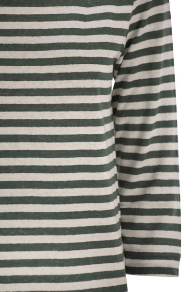 Majestic Filatures Striped Linen Boat Neck T-Shirt