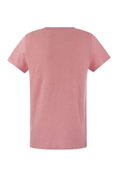 Majestic Filatures Crew-Neck T-Shirt In Linen And Short Sleeve