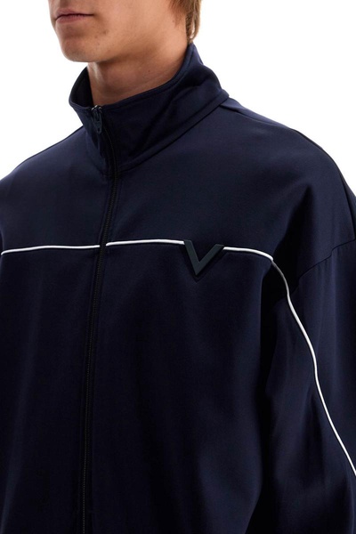 metallic v-detail sports sweatshirt