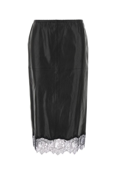 Blumarine Women 4L038a Leather Skirt W/Lace