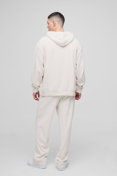 Man Embroidered Waffle Straight Leg Sweatpants