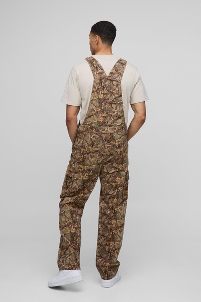 Forest Camo Cargo Pocket Relaxed Overalls