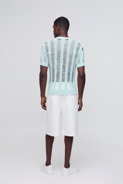 Regular Fit Ladder Stitch Knitted T-Shirt