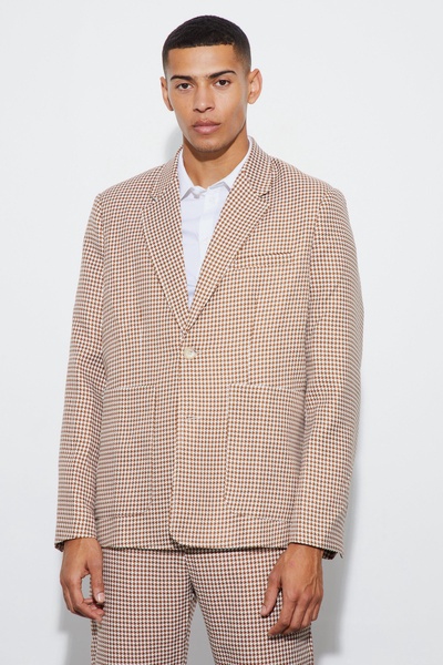 Boucle Houndstooth Oversized Blazer