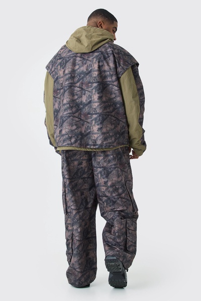 Plus Washed Ripstop Nylon Camo Utility Jacket