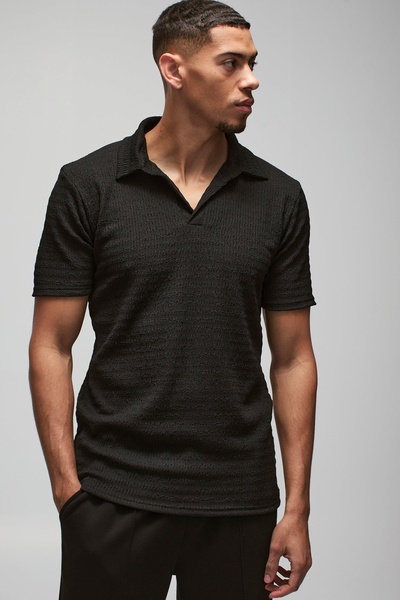 Slim Textured Revere Polo