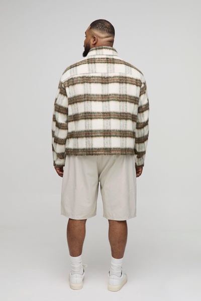 Plus Boxy Brushed Flannel Shirt Jacket
