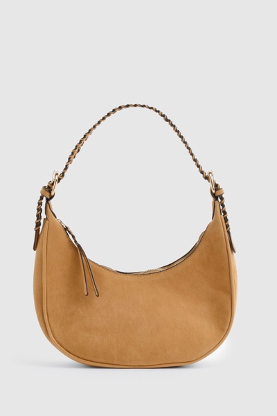 Whipstitch Faux Suede Shoulder Bag 