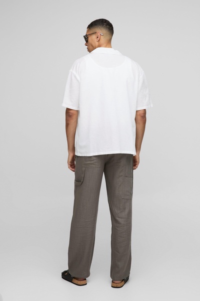 Half & Half Waistband Relaxed Fit Carpenter Linen Blend Pants