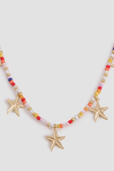 Beaded Starfish Charm Necklace 