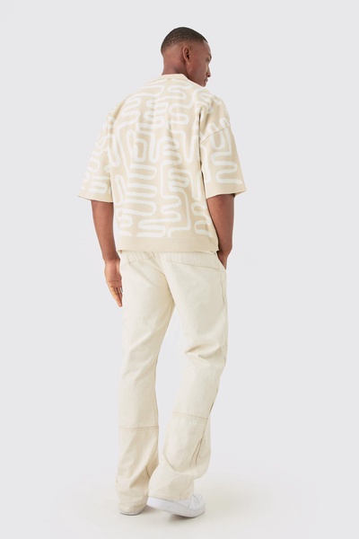 Boxy Oversized Abstract Knit Polo