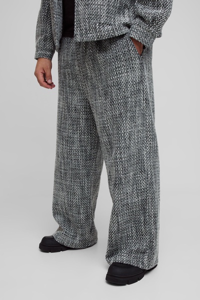 Plus Boucle Elasticated Waist Wide Leg Pants