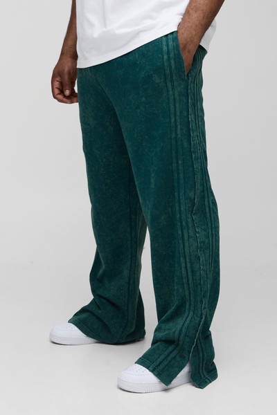 Plus Relaxed Split Hem Washed Raw Edge Sweatpants