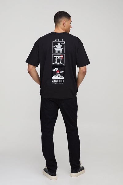 Oversized Mount Fuji Graffiti Graphic T Shirt