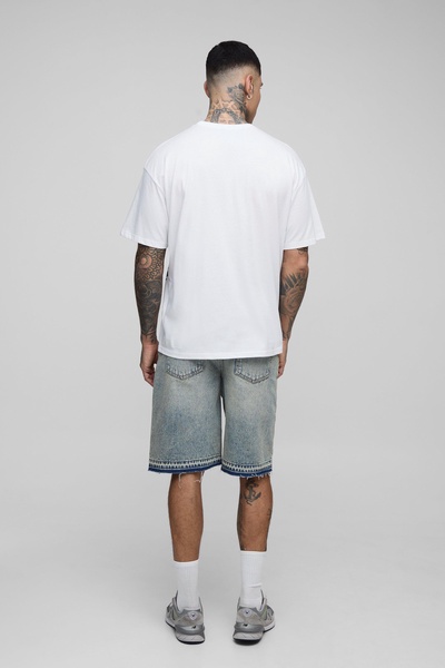 Tall Pour Homme Oversized Over The Seam Varsity Print T-Shirt