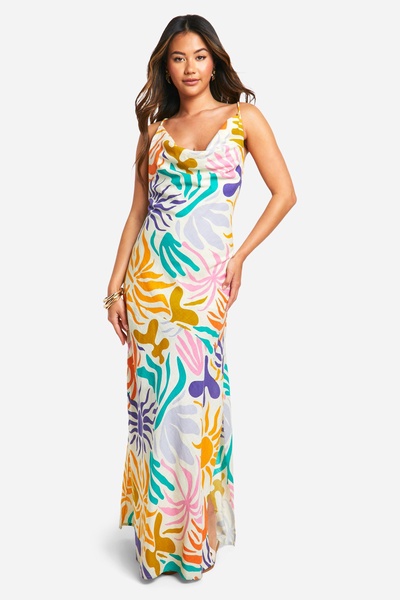 Bright Cotton Cowl Neck Maxi Dress