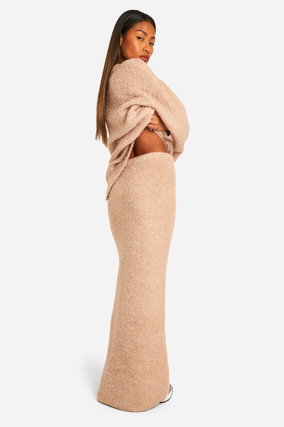 Borg Knitted Loose Fitted Maxi Skirt