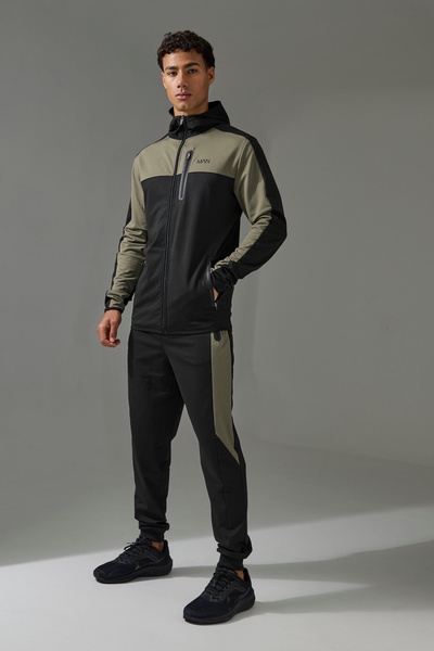 Active Colour Block Funnel Hooded Tracksuit