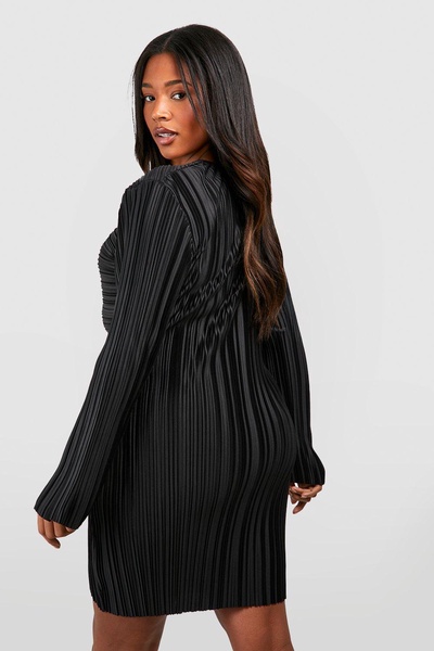 Plus Wide Plisse Twist Front Wrap Dress