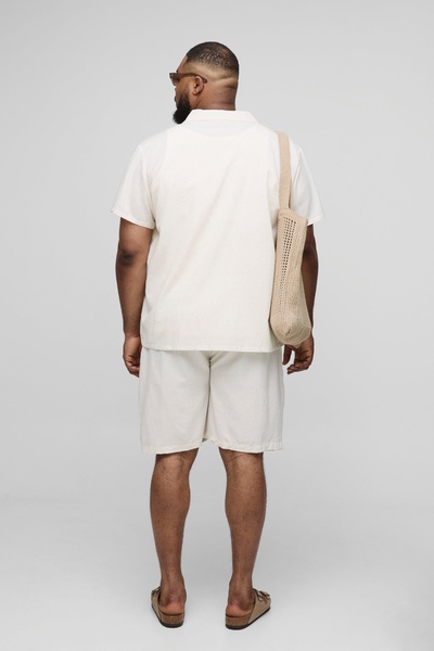 Plus Regular Linen Shirt & Short Set