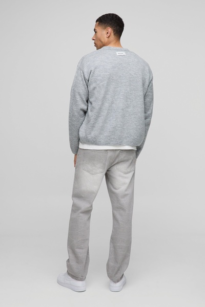 Oversized Boxy Drop Shoulder Fluffy Knitted Cardigan