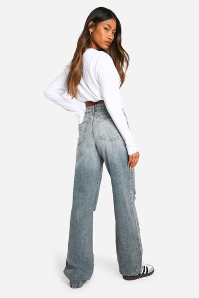 Basics 32 Inch Leg Ripped Knee Boyfriend Jeans