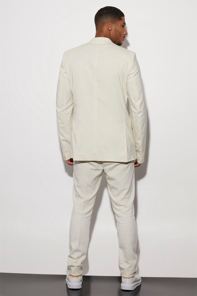 Tall Single Breasted Slim Linen Suit Jacket