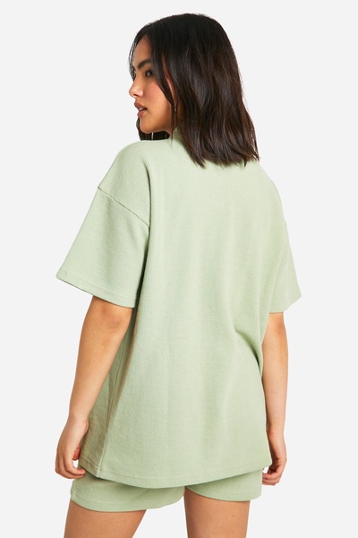 Waffle Oversized Boxy Shirt And Short Set 