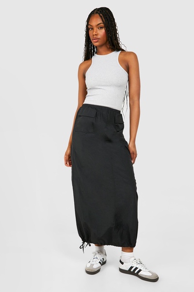 Tall Nylon Pocket Detail Midi Skirt