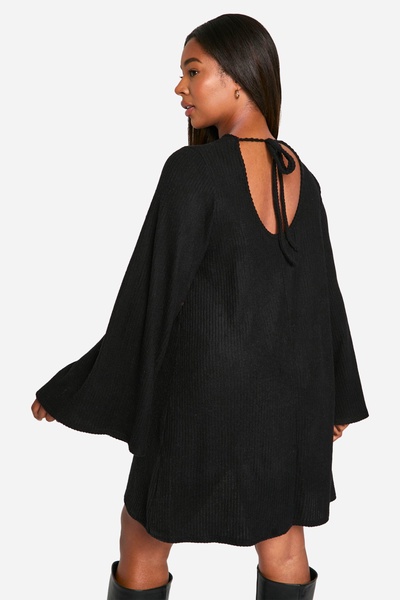 Plus Soft Rib Tie back Smock Dress